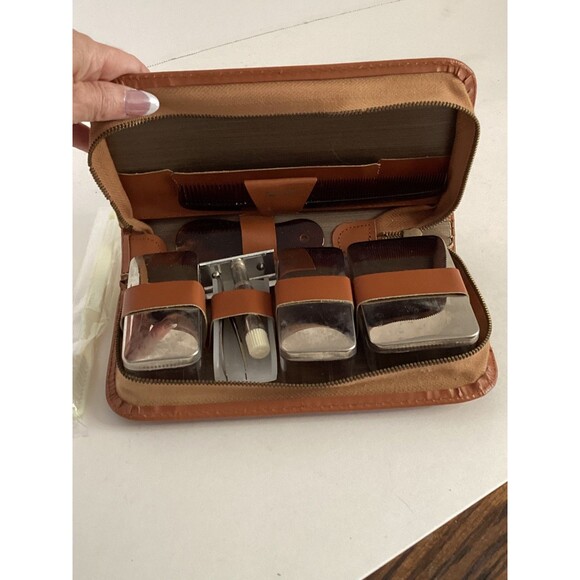 Vintage Travel Tool Kit 8 pc Made in Germany with Leather zip case - Picture 3 of 7